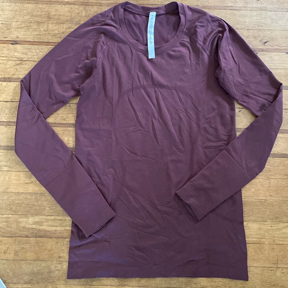 Lululemon Swiftly Long Sleeve Maroon Burgundy sz 8